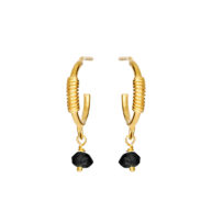 Earrings 5655 in Gold plated silver with Black spinel