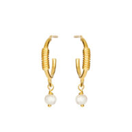 Earrings 5655 in Gold plated silver with White freshwater pearl