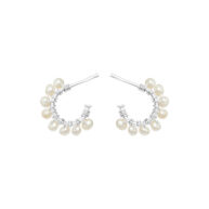 Earrings 5656 in Silver with White freshwater pearl