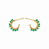 Earrings 5656 in Gold plated silver with Green agate