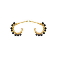 Earrings 5656 in Gold plated silver with Black spinel