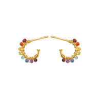 Earrings 5656 in Gold plated silver with Mix: amethyst, apatite, citrine, garnet, iolite, carnelian, peridote