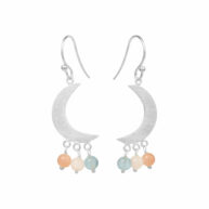 Earrings 5660 in Silver with Mix: aquamarine, white moonstone, peach moonstone