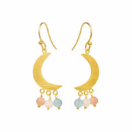 Earrings 5660 in Gold plated silver with Mix: aquamarine, white moonstone, peach moonstone