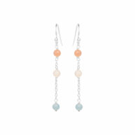 Earrings 5661 in Silver with Mix: aquamarine, white moonstone, peach moonstone