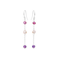 Earrings 5661 in Silver with Mix: amethyst, light pink freshwater pearl, purple freshwater pearl