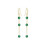 Earrings 5661 in Gold plated silver with Green agate