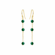 Earrings 5661 in Gold plated silver with Green agate