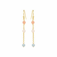 Earrings 5661 in Gold plated silver with Mix: aquamarine, white moonstone, peach moonstone