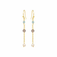 Earrings 5661 in Gold plated silver with Mix: amazonite, grey moonstone, white freshwater pearl