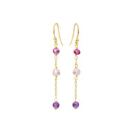 Earrings 5661 in Gold plated silver with Mix: amethyst, light pink freshwater pearl, purple freshwater pearl