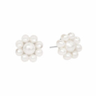 Earrings 5662 in Silver with White freshwater pearl 12 mm