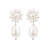 Earrings 5666 in Silver with White freshwater pearl