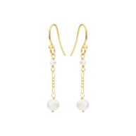 Earrings 5668 in Gold plated silver with White freshwater pearl