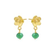 Earrings 5672 in Gold plated silver with Green agate