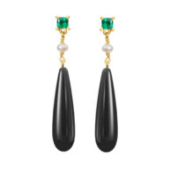 Earrings 5674 in Gold plated silver with Emerald green zirconia
