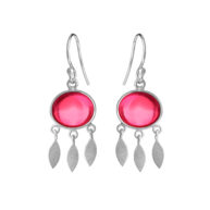 Earrings 5675 in Silver with Pink crystal