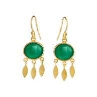 Earrings 5675 in Gold plated silver with Green agate