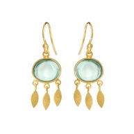 Earrings 5675 in Gold plated silver with Green quartz