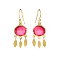 Earrings 5675 in Gold plated silver with Pink crystal