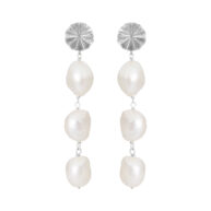 Earrings 5676 in Silver with White freshwater pearl