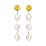 Earrings 5676 in Gold plated silver with White freshwater pearl
