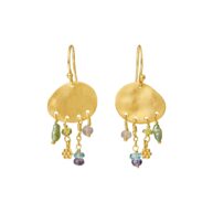 Earrings 5678 in Gold plated silver with Mix: Apatite, iolite, labradorite, peridote, coloured freshwater pearls