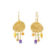 Earrings 5678 in Gold plated silver with Mix: Amethyst, iolite, carnelian, peridote, coloured freshwater pearls