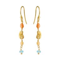 Earrings 5679 in Gold plated silver with Mix: apatite, yellow serpentine, coloured freshwater pearl