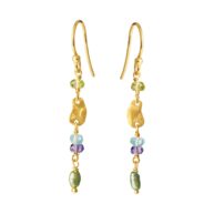 Earrings 5679 in Gold plated silver with Mix: Apatite, iolite, peridote, coloured freshwater pearl