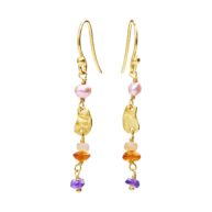Earrings 5679 in Gold plated silver with Mix: amethyst, coloured freshwater pearls, carnelian, peach moonstone