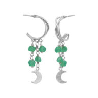 Earrings 5681 in Silver with Green agate