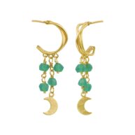 Earrings 5681 in Gold plated silver with Green agate