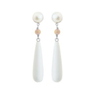 Earrings 5687 in Silver with Peach moonstone
