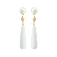 Earrings 5687 in Gold plated silver with Peach moonstone