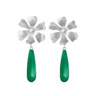 Earrings 5697 in Silver with Green agate