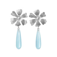Earrings 5697 in Silver with Synthetic blue topaz