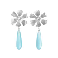 Earrings 5697 in Silver with Synthetic blue topaz