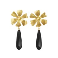 Earrings 5697 in Gold plated silver with Black agate