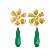 Earrings 5697 in Gold plated silver with Green agate