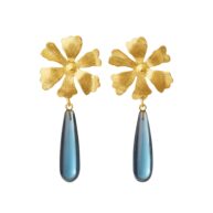 Earrings 5697 in Gold plated silver with London blue crystal