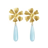 Earrings 5697 in Gold plated silver with Synthetic blue topaz