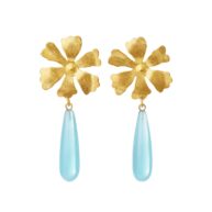 Earrings 5697 in Gold plated silver with Synthetic blue topaz