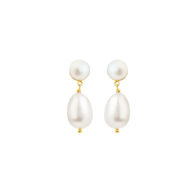 Earrings 5698 in Gold plated silver with White freshwater pearl