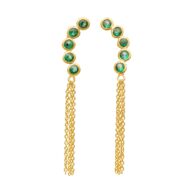 Earrings 5702 in Gold plated silver with Emerald green zirconia