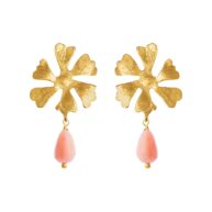 Earrings 5706 in Gold plated silver with Peach sea bamboo