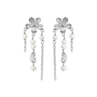 Earrings 5716 in Silver with White freshwater pearl