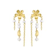 Earrings 5716 in Gold plated silver with White freshwater pearl