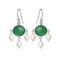 Earrings 5719 in Silver with Green agate