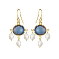 Earrings 5719 in Gold plated silver with London blue crystal